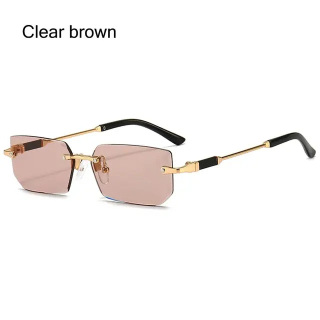 Trendy Rimless Rectangle Sunglasses - UV400 Protection for Men & Women