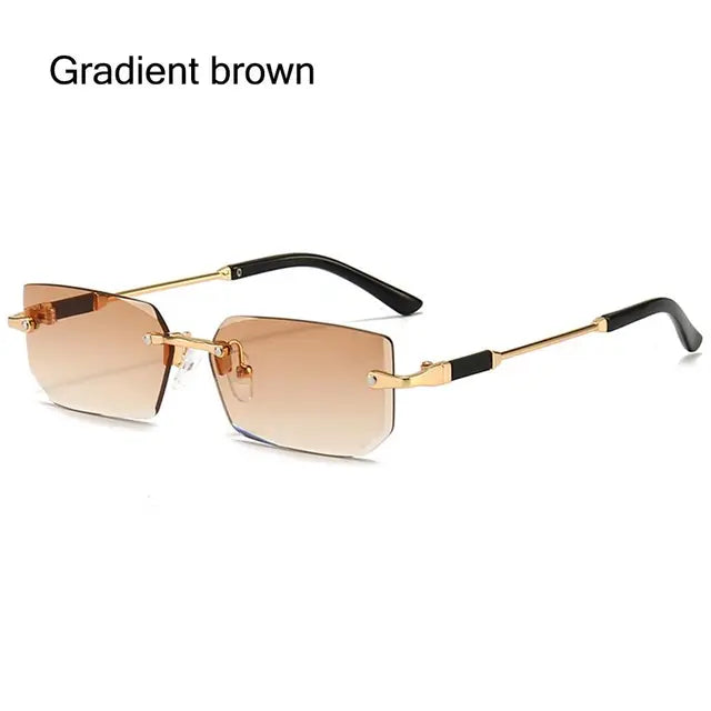 Trendy Rimless Rectangle Sunglasses - UV400 Protection for Men & Women