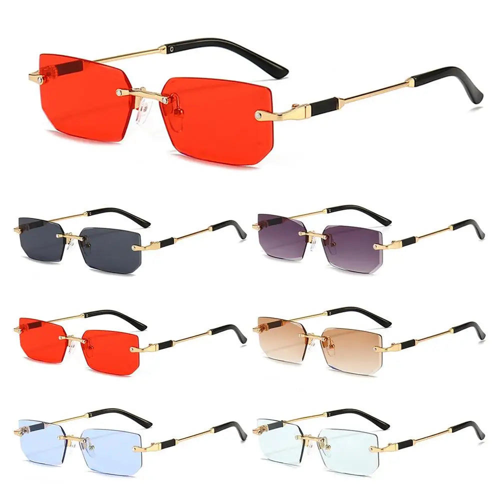 Trendy Rimless Rectangle Sunglasses - UV400 Protection for Men & Women