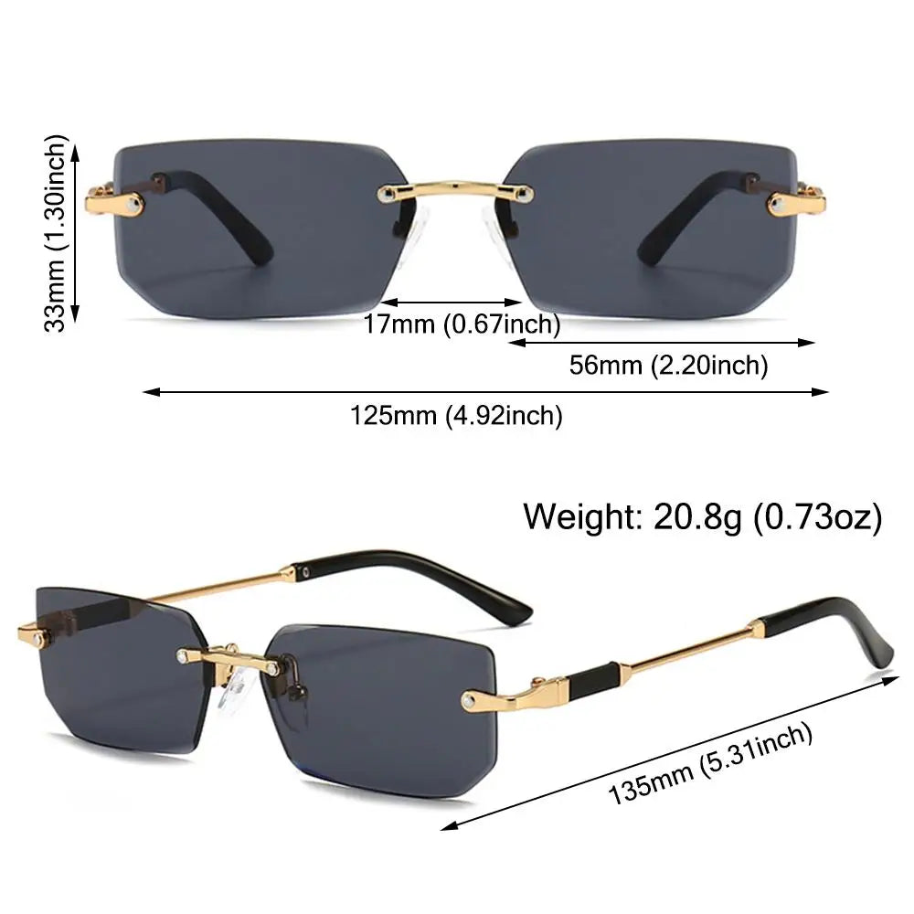 Trendy Rimless Rectangle Sunglasses - UV400 Protection for Men & Women