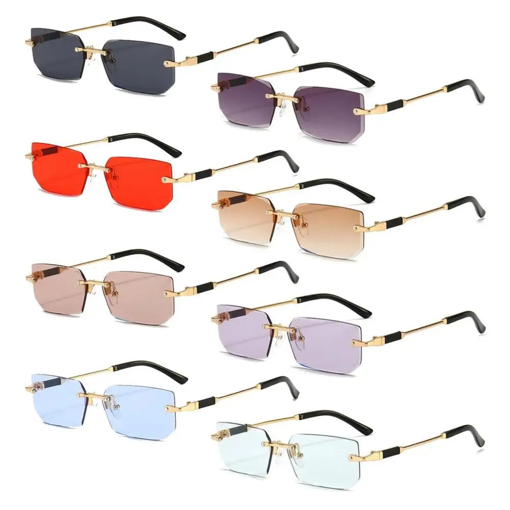 Trendy Rimless Rectangle Sunglasses - UV400 Protection for Men & Women